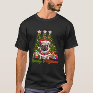 Merry Pugmas Santa Pug Dog Lover Christmas Lights  T-Shirt