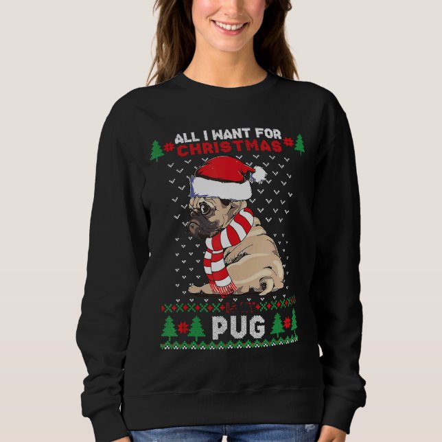 Merry Pugmas Xmas Ugly Christmas Sweater Santa Pug (Front)
