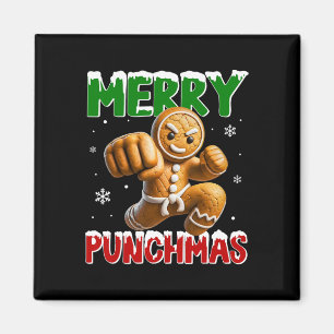 Merry Punchmas Taekwondo Karate Gingerbread Man Ma Magnet