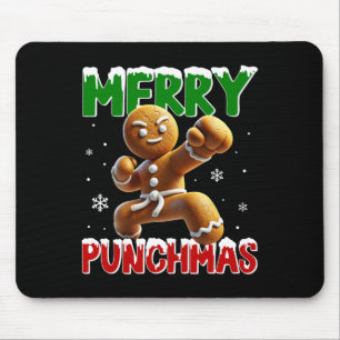 Merry Punchmas Taekwondo Karate Gingerbread Man Ma Mouse Pad