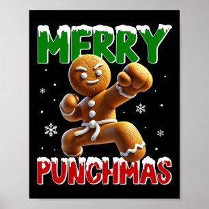 Merry Punchmas Taekwondo Karate Gingerbread Man Ma Poster