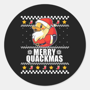 Merry Quackmas Christmas Duck Santa Claus Meme Classic Round Sticker