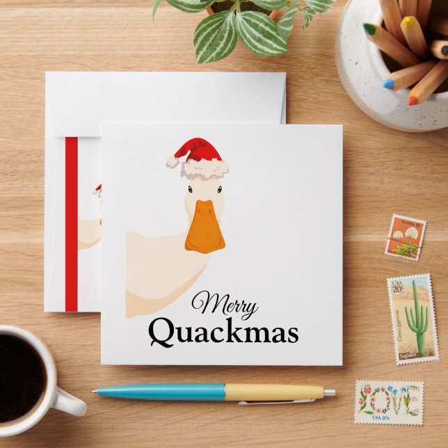 Merry Quackmas Christmas funny cute simple Duck Envelope (Desk)