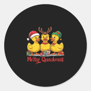 Merry Quackmas Christmas Santa Hat Reindeer Elf Ha Classic Round Sticker
