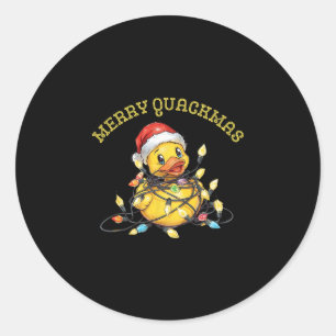 Merry Quackmas Cruise Rubber Duck Christmas Lights Classic Round Sticker