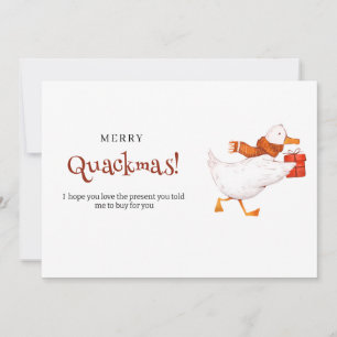 Merry Quackmas! Funny Duck Christmas Card, minimal Holiday Card
