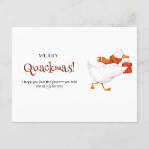 Merry Quackmas! Funny Duck Christmas Card, minimal Holiday Postcard