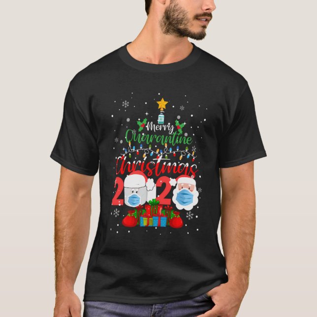 Merry Quarantine Christmas 2020 Pyjamas Family Mat T-Shirt (Front)