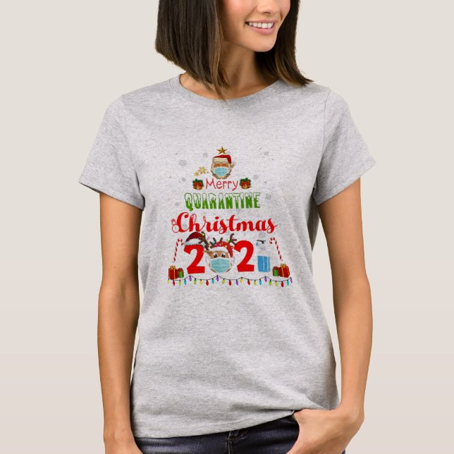 Merry Quarantine Christmas 2021 Pyjamas Family T-Shirt (Front)