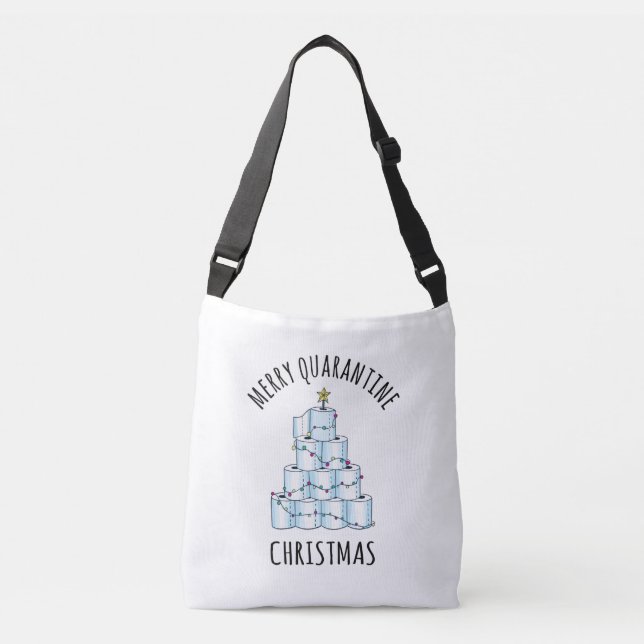 Merry Quarantine Christmas Tree Toilet Paper Crossbody Bag (Front)