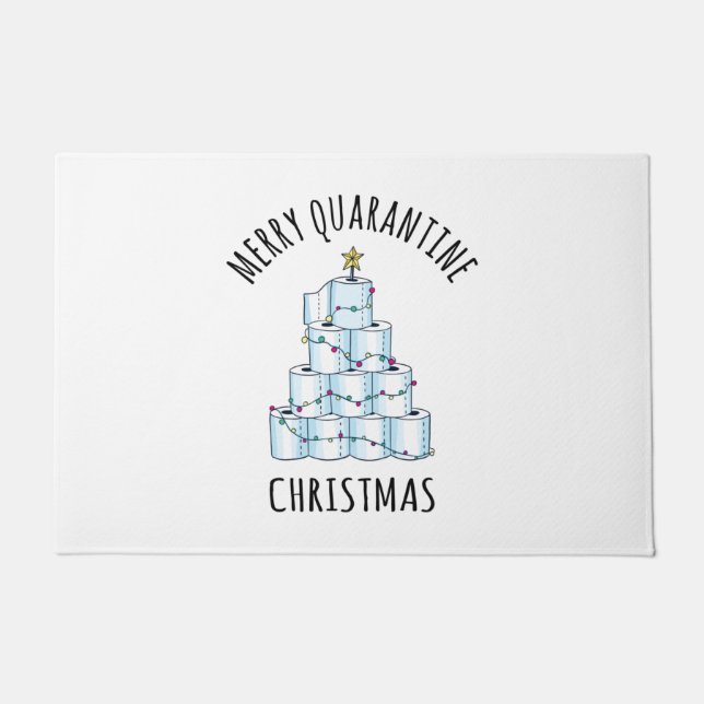 Merry Quarantine Christmas Tree Toilet Paper Doormat (Front)