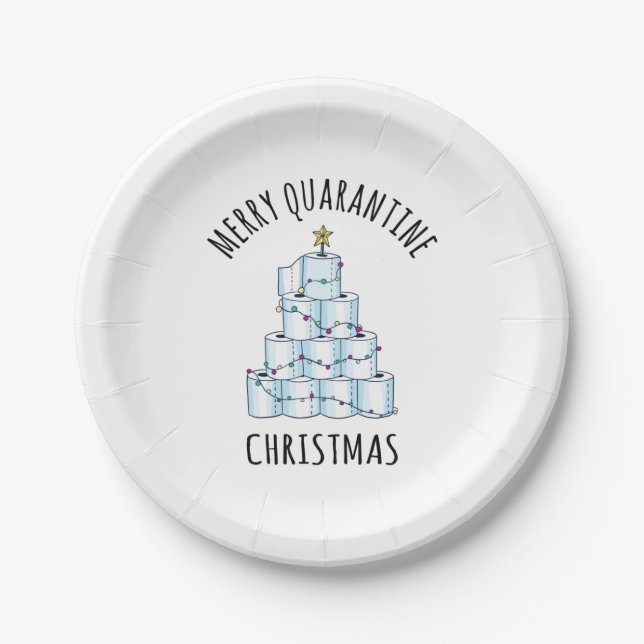 Merry Quarantine Christmas Tree Toilet Paper Paper Plate (Front)
