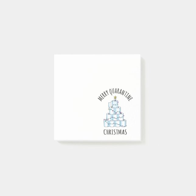 Merry Quarantine Christmas Tree Toilet Paper Post-it Notes (Front)