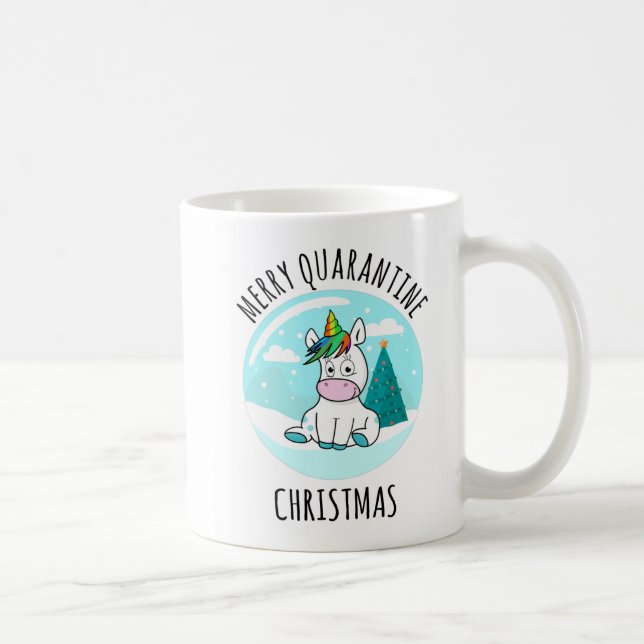Merry Quarantine Christmas Unicorn Coffee Mug (Right)
