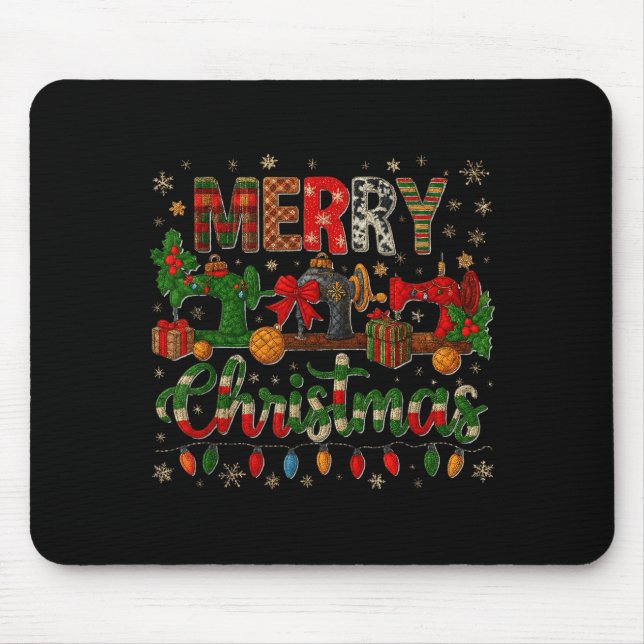 Merry Quiltmas Quilter Sewing Retreat Pajama Chris Mouse Pad (Front)