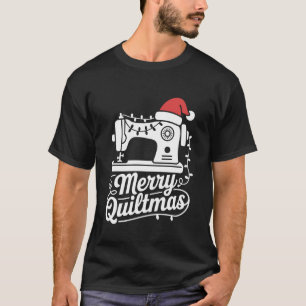 Merry Quiltmas Sewing Machine Santa Hat T-Shirt