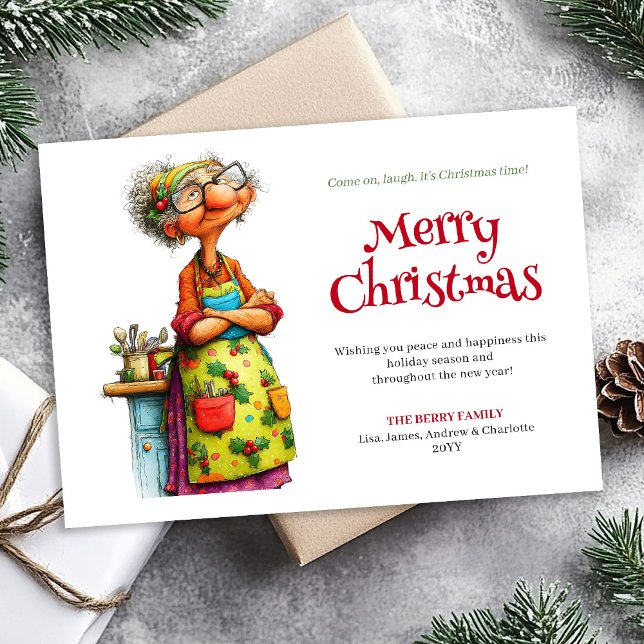 Merry Quirky Woman Editable Digital Greeting Holiday Card (Merry Quirky Woman Editable Digital Greeting)