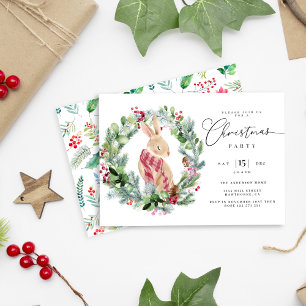 Merry Rabbit Christmas elegant Party Invitation