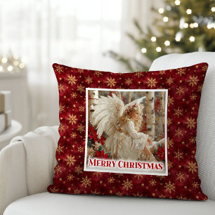 Merry Red and Gold Angel Victorian Gift Pillow