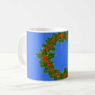 Merry Red Berry & Holly Wreath for Christmas Coffee Mug