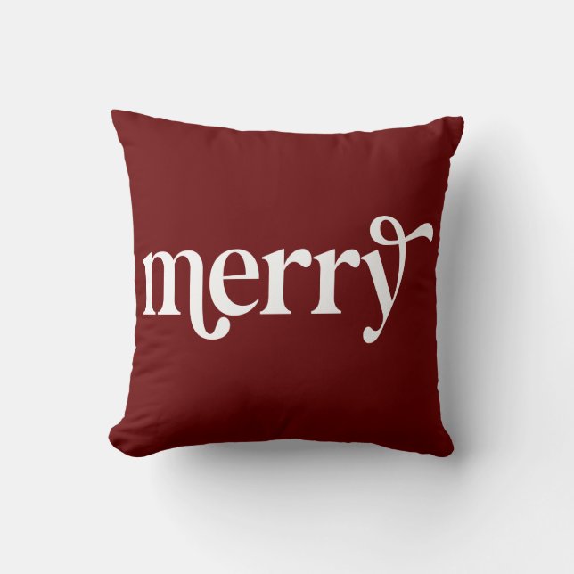 Merry Red Christmas Holiday Cushion (Front)