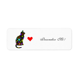 Merry Retro Christmas Holiday Girly Cute Cat Return Address Label