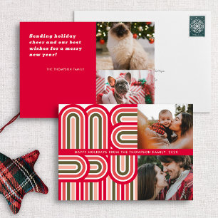 Merry Retro Striped Type Holiday Card