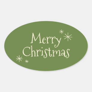 Merry Retro Vintage Minimal Midcentury Christmas Oval Sticker