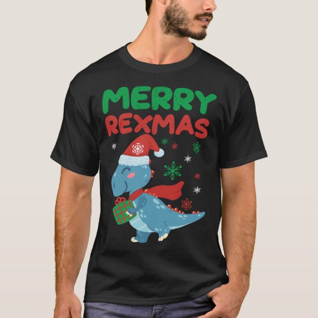 Merry RexMas Christmas Dinosaur T-Shirt (Front)