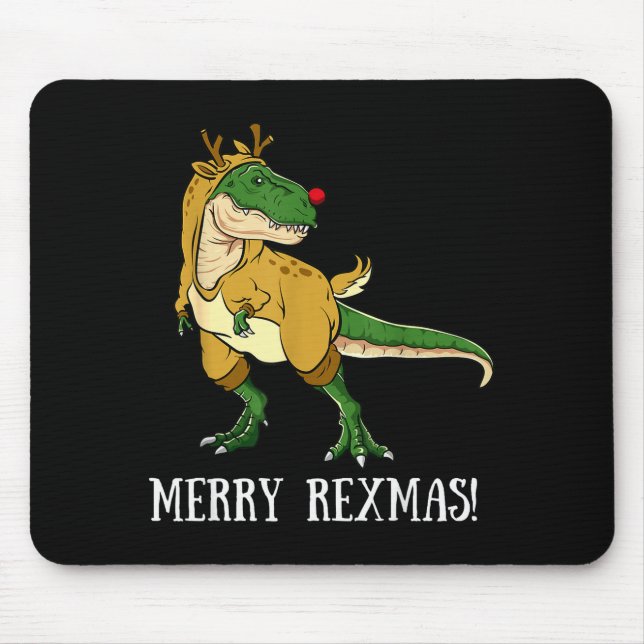 Merry Rexmas Reindeer T-rex Rudolph Dinosaur Chris Mouse Pad (Front)