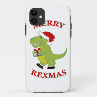 Merry Rexmas T-Res dinosaur design iPhone 11 Case