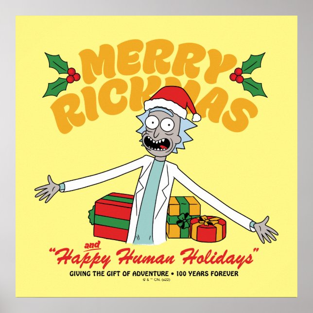 Merry Rickmas and Happy Human Holidays Poster (Front)