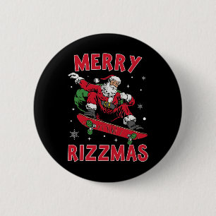Merry Rizz Mas Kids Funny Santa Clause Skating Boa 6 Cm Round Badge