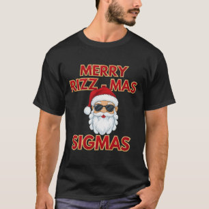 Merry Rizz Mas Sigmas Cool Santa Claus Face Skibid T-Shirt
