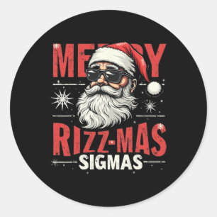 Merry Rizz Mas Sigmas - Cool Santa Face Gen Alpha  Classic Round Sticker