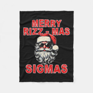 Merry Rizz Mas Sigmas - Cool Santa Face Gen Alpha Fleece Blanket