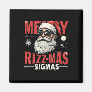 Merry Rizz Mas Sigmas - Cool Santa Face Gen Alpha  Magnet