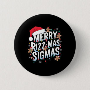 Merry Rizz Mas Sigmas Funny Alpha Christmas Santa  6 Cm Round Badge