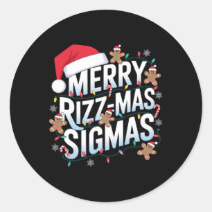 Merry Rizz Mas Sigmas Funny Alpha Christmas Santa Classic Round Sticker