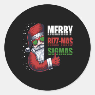 Merry Rizz Mas Sigmas Funny Gen- Alpha X-mas Santa Classic Round Sticker