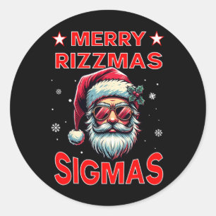 Merry Rizz Mas Sigmas Funny Middle School Alpha Ch Classic Round Sticker
