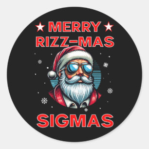 Merry Rizz Mas Sigmas Funny Middle School Alpha Ch Classic Round Sticker