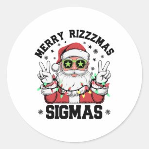 Merry Rizz Mas Sigmas Funny Santa Claus Christmas Classic Round Sticker