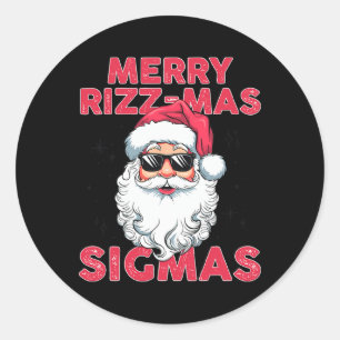 Merry Rizz Mas Sigmas Funny Santa Claus Christmas Classic Round Sticker
