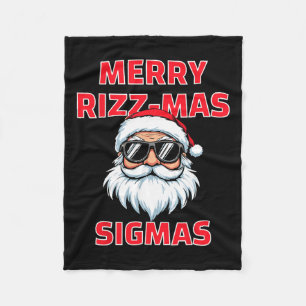 Merry Rizz Mas Sigmas Funny Santa Claus Christmas  Fleece Blanket