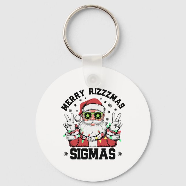 Merry Rizz Mas Sigmas Funny Santa Claus Christmas  Key Ring (Front)