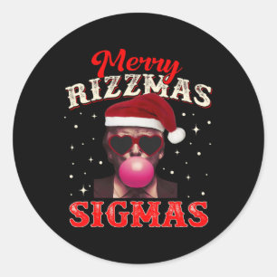 Merry Rizz Mas Sigmas Gen Alpha Trump Santa Christ Classic Round Sticker