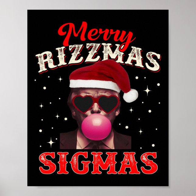 Merry Rizz Mas Sigmas Gen Alpha Trump Santa Christ Poster (Front)