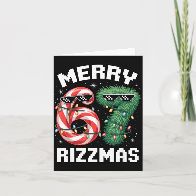 Merry Rizzmas 67 Candy Cane Tree Sungles Funny  Card (Front)