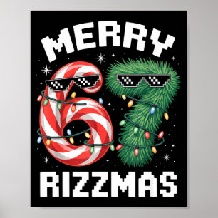 Merry Rizzmas 67 Candy Cane Tree Sungles Funny  Poster